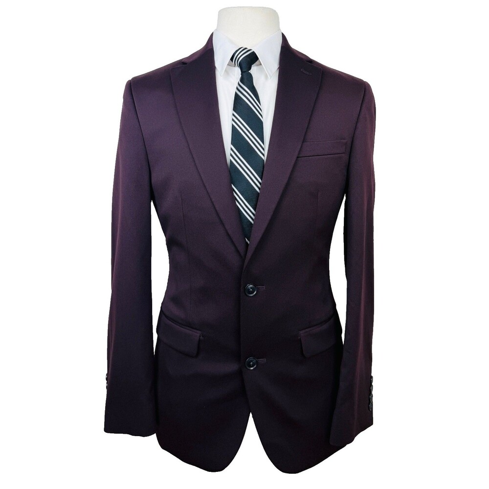 $425 NEW BAR III MENS 36R SOLID PURPLE SLIM SOFT BLAZER SPORT COAT SUIT JACKET